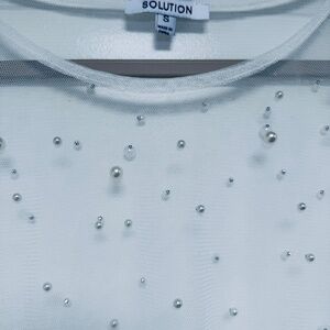 Pearl beaded mesh top